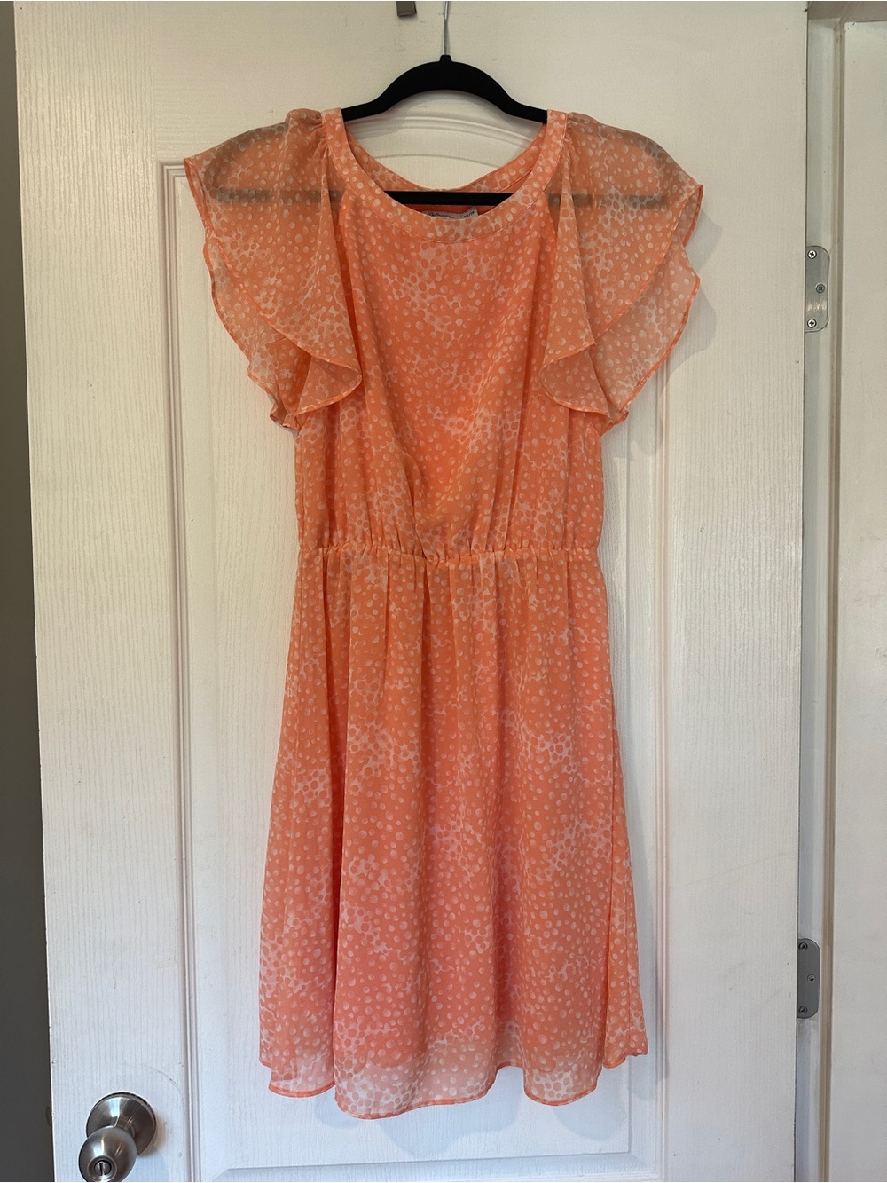 Reitmans Peach Dot Flutter-Sleeve Dress